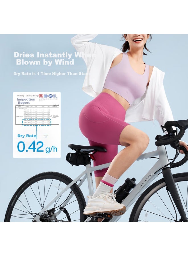 VFU Starlight Five-Point Yoga Pants Outdoor Sports Cycling Pants High Waist Lift Hip Tight Shorts Rose Pink M - Image 4