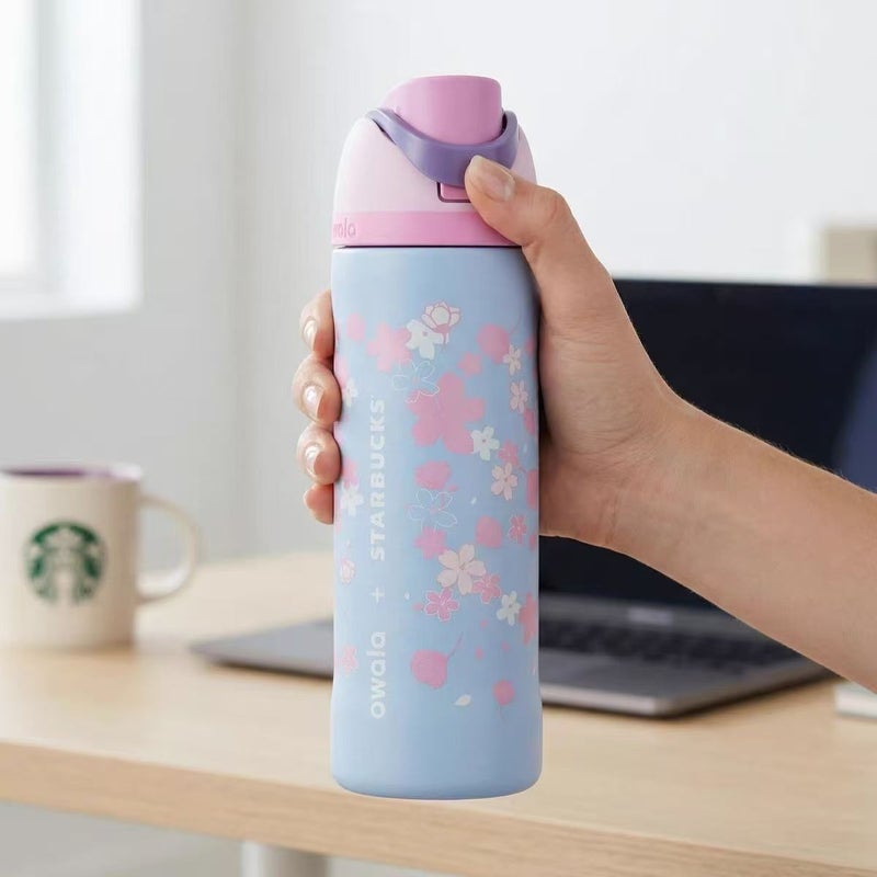 ستاربكس Starbucks X Owala 2026 Sakura Limited Insulated Water Bottle 24oz Straw Cup - Image 1