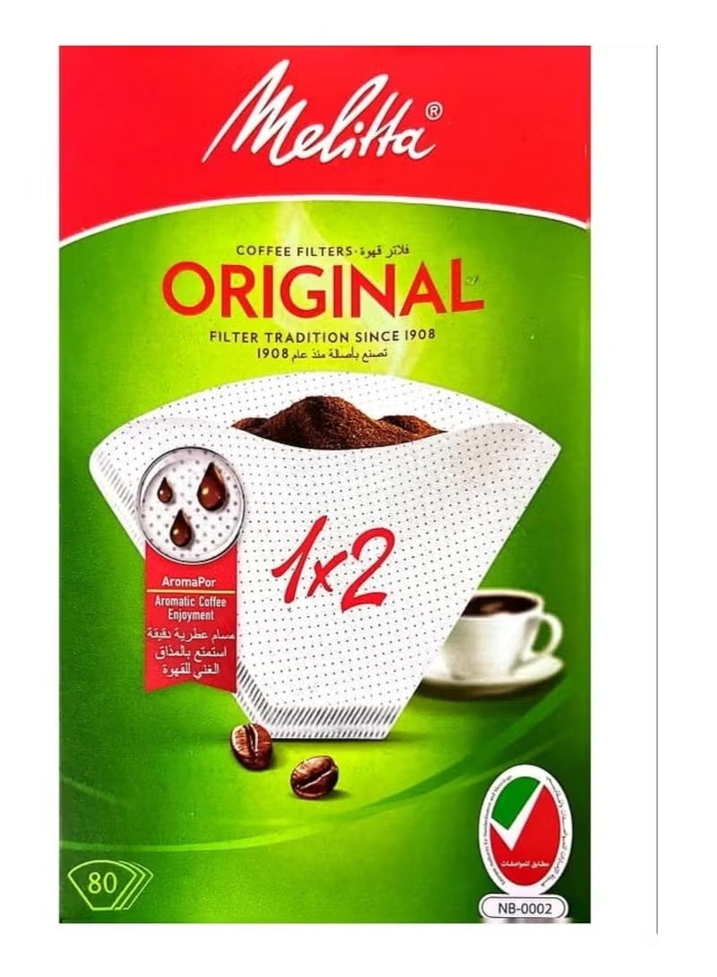 Melitta Coffee Filter 1x2 80 Coffee Filters Original White - Image 1