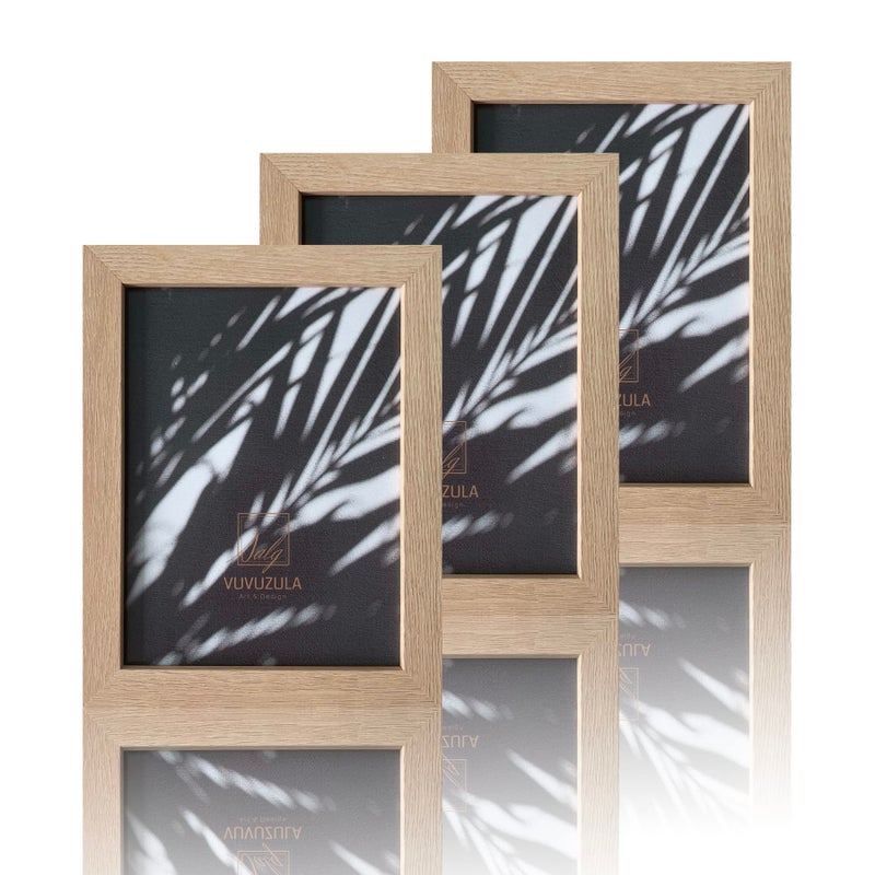 إطار صور خشبي VUVUZULA 15 × 20 سم مجموعة من 3 إطار MDF طبيعي 6 × 8 بوصة