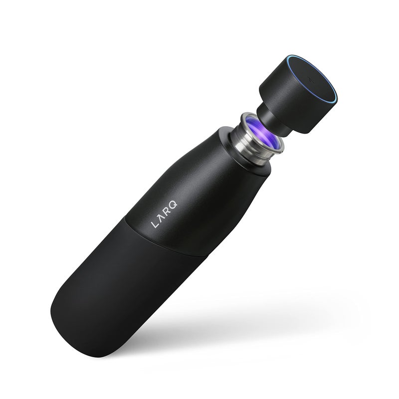 LARQ Bottle Movement PureVis 32 oz- Lightweight Self-Cleaning and Non-Insulated Stainless Steel Water Bottle with UV Water Purifier | Reusable & Travel Friendly, 1-Year Warranty, Black/Onyx - Image 1