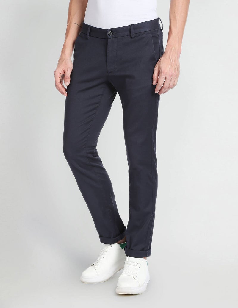 Arrow Men's Solid Slim Fit Acrylic Casual Trouser (ASCBTRO0006_Navy_38) - Image 2