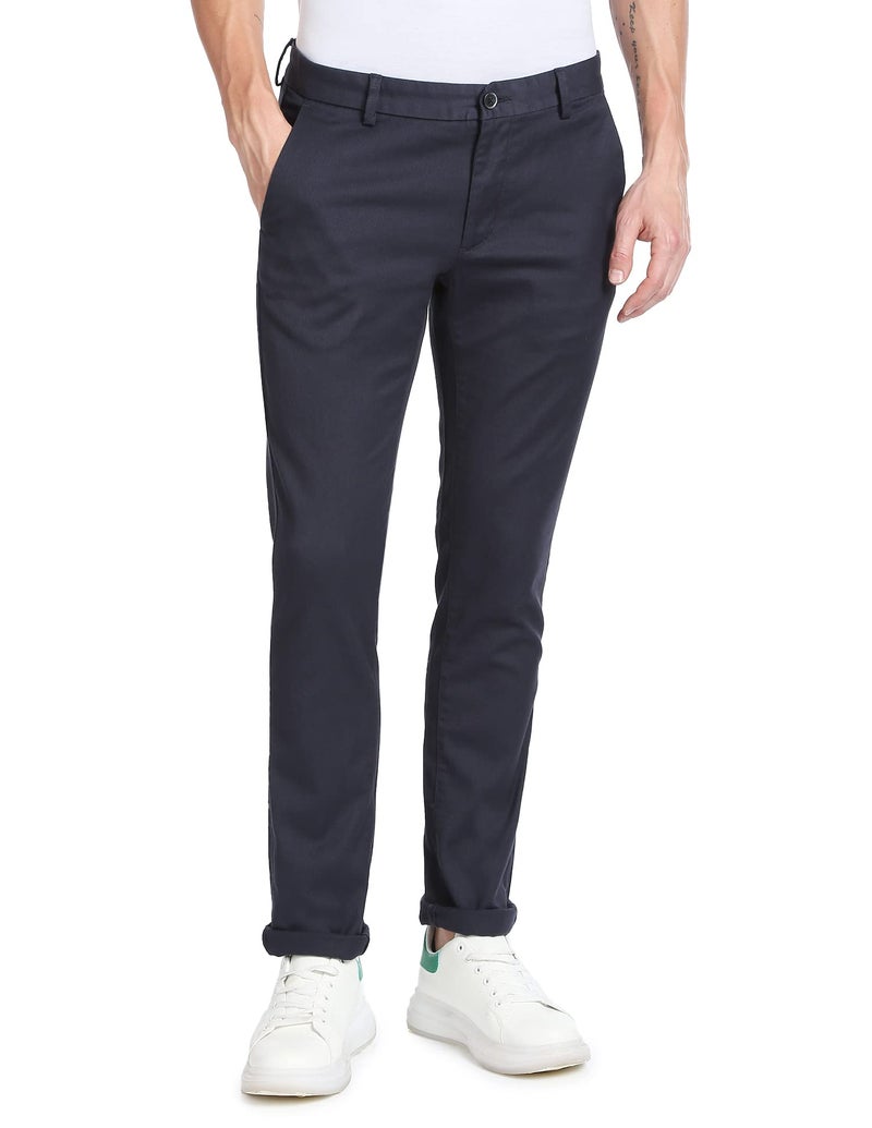 Arrow Men's Solid Slim Fit Acrylic Casual Trouser (ASCBTRO0006_Navy_38) - Image 1