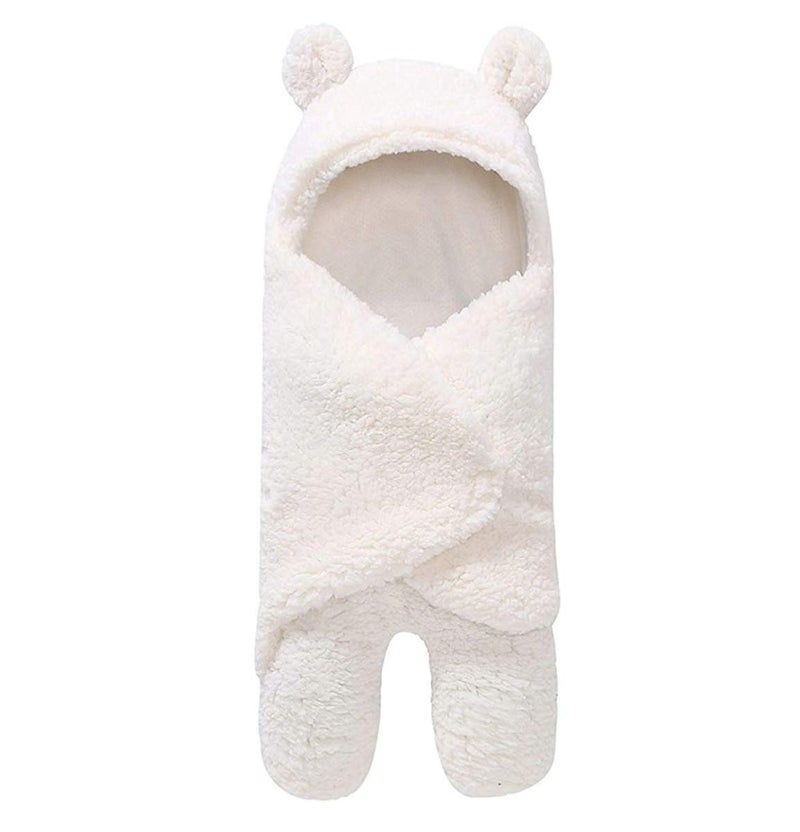 First Kick First Kick Baby Blankets New Born Pack of Hooded Supersoft Wearable Wrapper Durable Fleece Polyester Cum Baby Sleeping Bag for Babies 70 cm x 76 cm 06 Months White Sherpa - Image 2