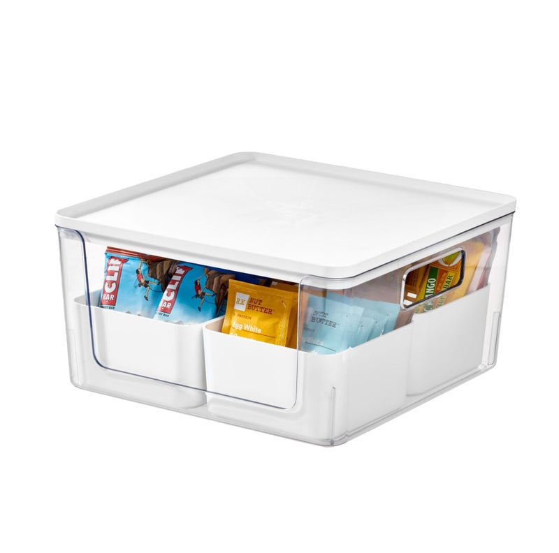 Rosanna Pansino x iDesign Recycled Plastic Kitchen Storage Bins Includes 1 Large Bin with Lid and 4 Medium Bins Marshmallow BinsMarshmallow Lid 12 x 12 x 6