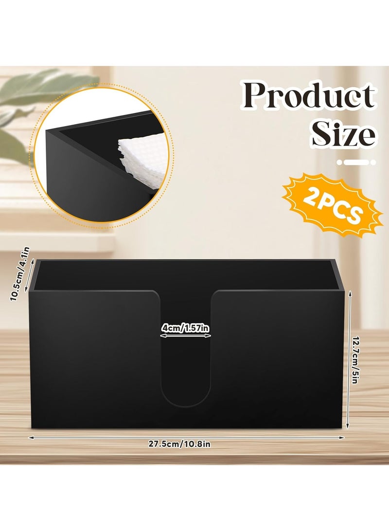 TPGP 2Pack Black Paper Towel Dispenser Countertop Acrylic Paper Towel Holder for Bathroom Folded Paper Towel Dispenser Clear Trifold Paper Napkin Holder for Z-fold C-fold MultiFold Trifold - Home Kitchen  - Image 2