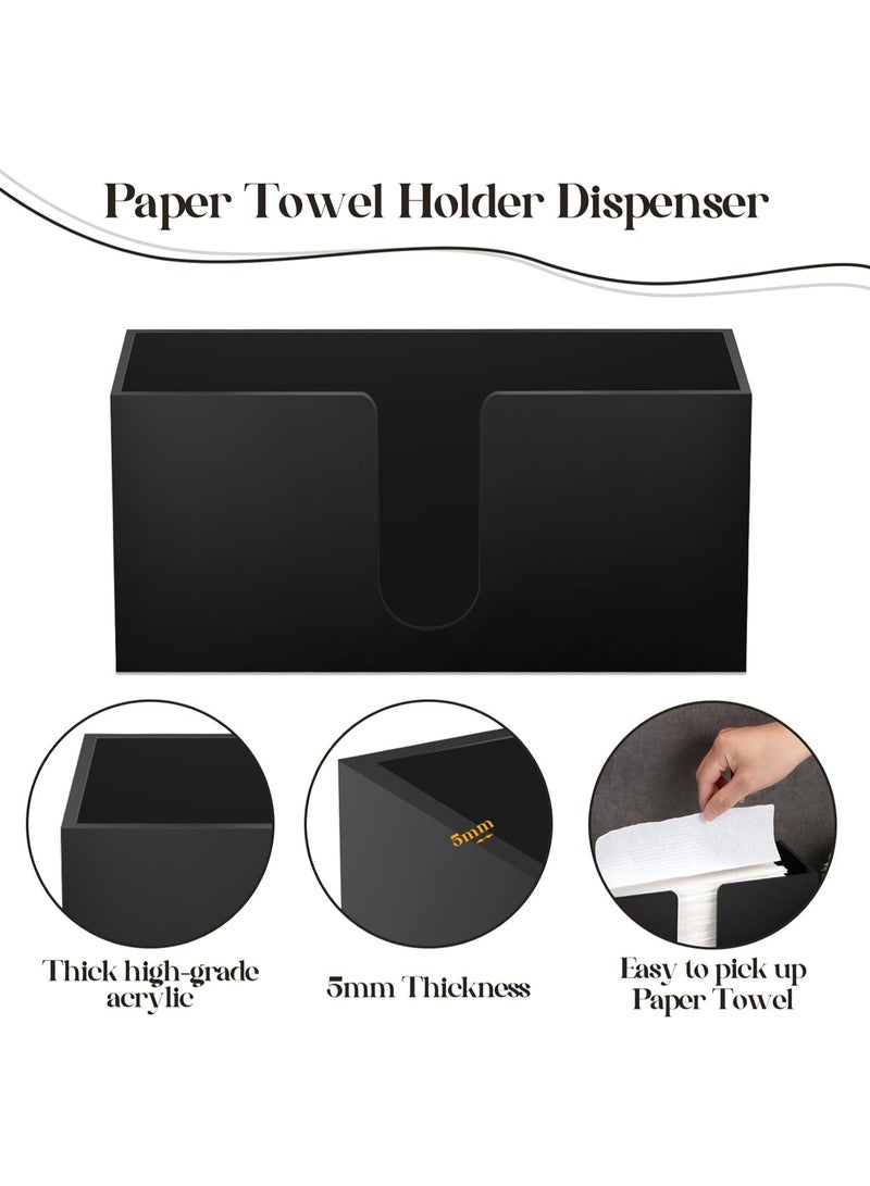 TPGP 2Pack Black Paper Towel Dispenser Countertop Acrylic Paper Towel Holder for Bathroom Folded Paper Towel Dispenser Clear Trifold Paper Napkin Holder for Z-fold C-fold MultiFold Trifold - Home Kitchen  - Image 3