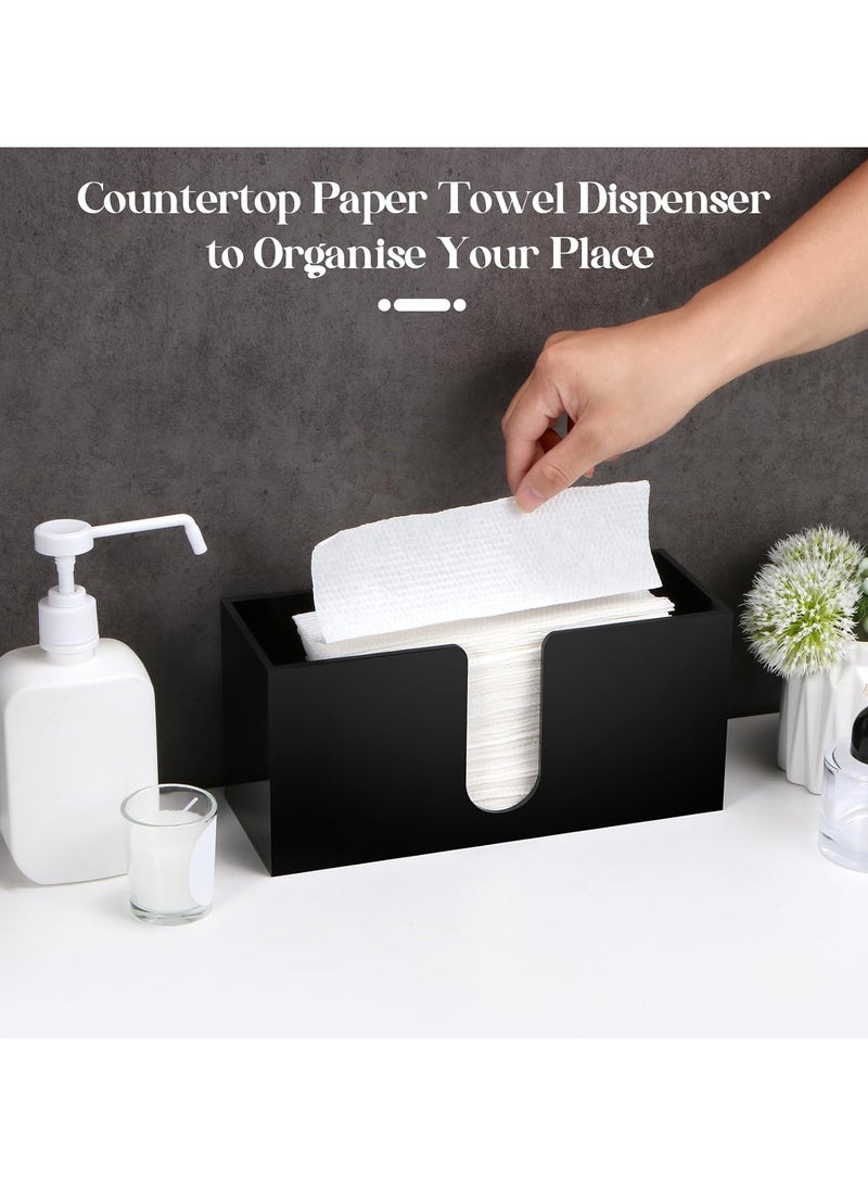 TPGP 2Pack Black Paper Towel Dispenser Countertop Acrylic Paper Towel Holder for Bathroom Folded Paper Towel Dispenser Clear Trifold Paper Napkin Holder for Z-fold C-fold MultiFold Trifold - Home Kitchen  - Image 4