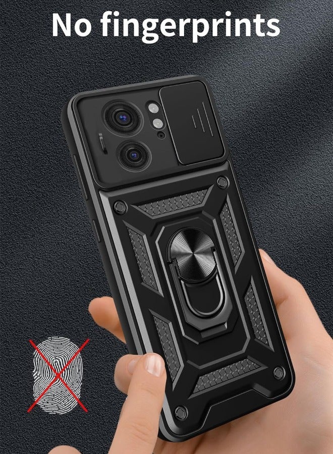 RUGGED SHIELD Motorola Edge 40 5G Case, Motorola Edge 40 Cover with Slide Camera Cover, Heavy Duty Shockproof Protective Phone Cover Case with Ring Kickstand for Motorola Edge 40 5G 2023, Black - Image 5