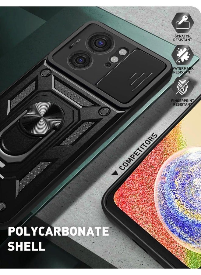 RUGGED SHIELD Motorola Edge 40 5G Case, Motorola Edge 40 Cover with Slide Camera Cover, Heavy Duty Shockproof Protective Phone Cover Case with Ring Kickstand for Motorola Edge 40 5G 2023, Black - Image 4