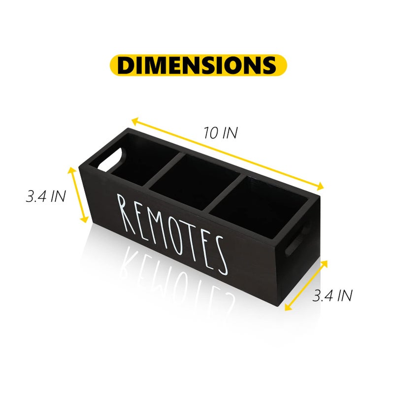 CHONIC Remote Control Holder, Farmhouse Remote Storage Caddy, Bedside TV Controller Box, Rustic Wood Media Organizer Tray for Home Bedroom Table (Black) - Image 5