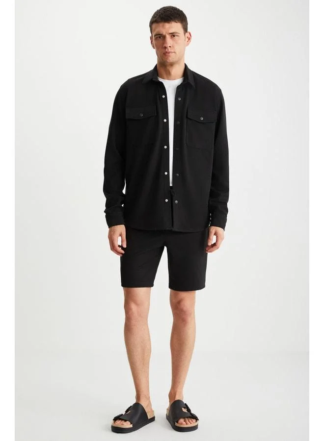 Grimelange Lorven Men's Adjustable Regular Fit Black Shorts & Bermuda
