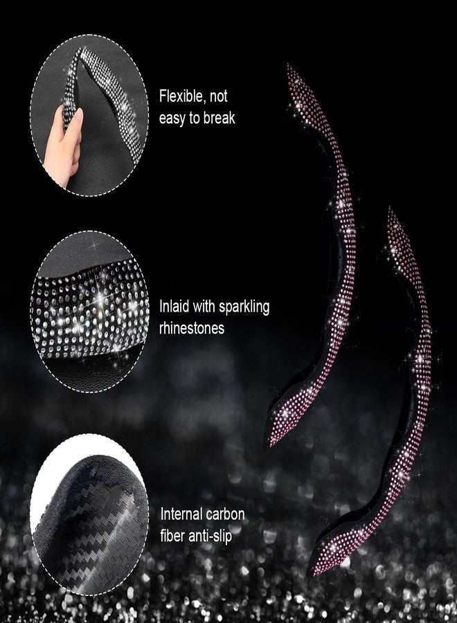 Yourkar 2 PCS Steering Wheel Cover, 15 Inches Crystal Diamond Bling Cover for Auto Steering Wheels, Safety Non-Slip Universal Fit Sparkly Steering Wheel Cover, Car Accessories (Pink) - Image 3