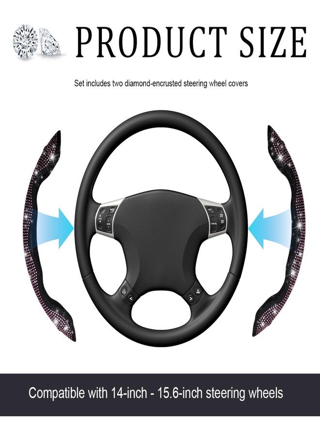 Yourkar 2 PCS Steering Wheel Cover, 15 Inches Crystal Diamond Bling Cover for Auto Steering Wheels, Safety Non-Slip Universal Fit Sparkly Steering Wheel Cover, Car Accessories (Pink) - Image 2