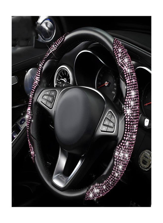 Yourkar 2 PCS Steering Wheel Cover, 15 Inches Crystal Diamond Bling Cover for Auto Steering Wheels, Safety Non-Slip Universal Fit Sparkly Steering Wheel Cover, Car Accessories (Pink) - Image 1