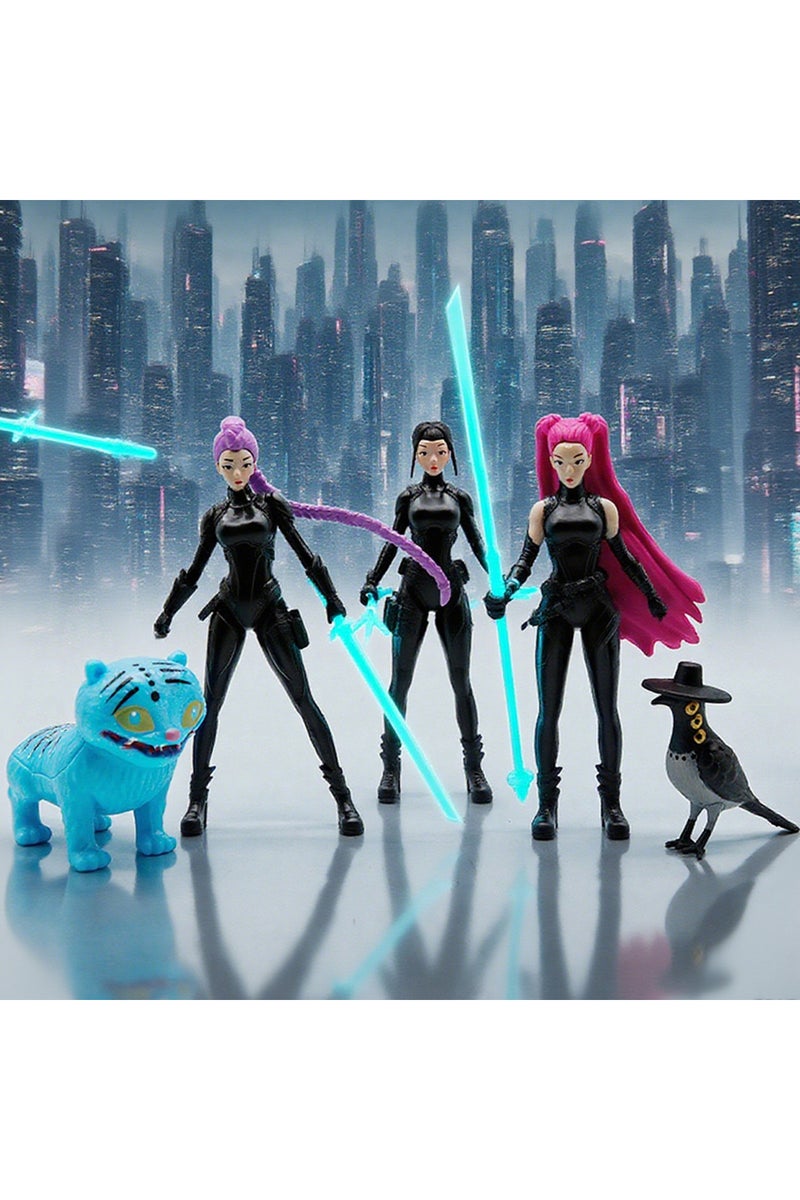 بدون صندوق، أكياس بلاستيكية، 5 قطع، مجسمات شخصيات أنمي كيبوب صائدي الشياطين رومي، ميرا، زوي، ديربيس، النمر، إصدار 2025