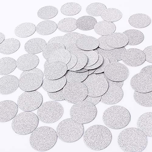MOWO Glitter Confetti Wedding Party Decor and Table Decor 12 in Diameter Silver Glitter200pc - Image 1