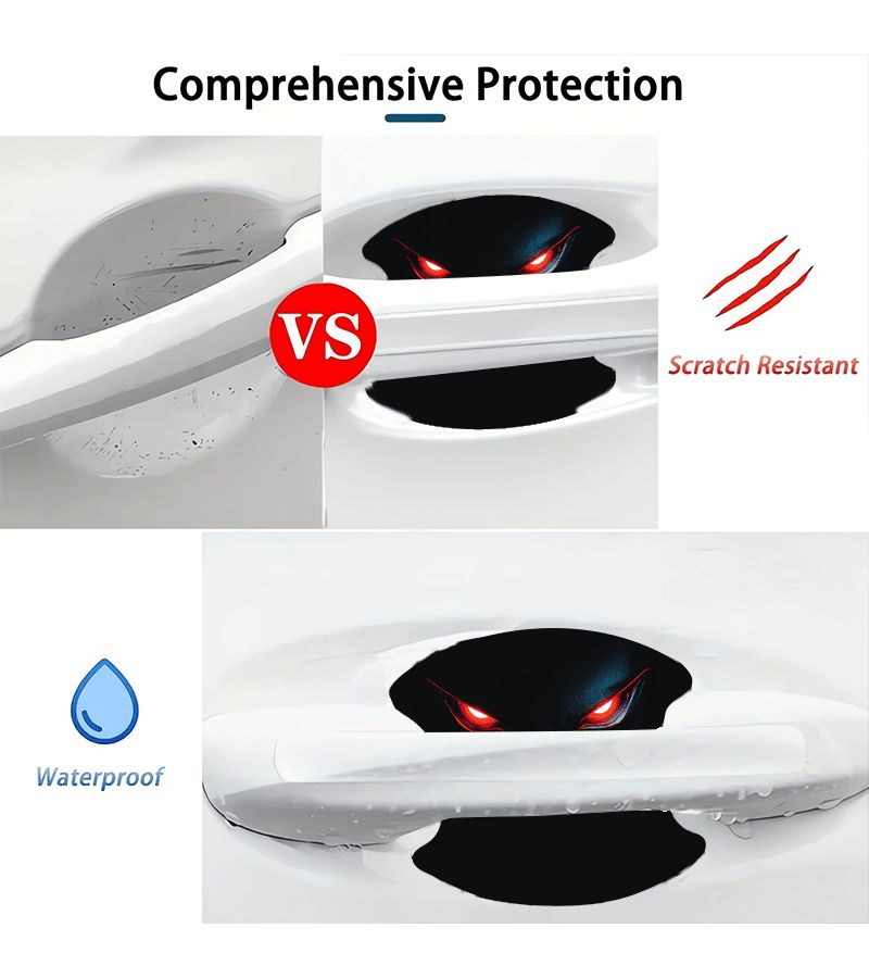 Car Door Handle Scratch Protection Stickers Red Glowing Eye Pattern CC443 Set Of Four - Image 4