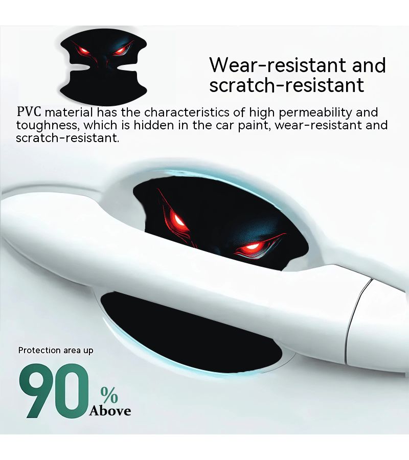 Car Door Handle Scratch Protection Stickers Red Glowing Eye Pattern CC443 Set Of Four - Image 1