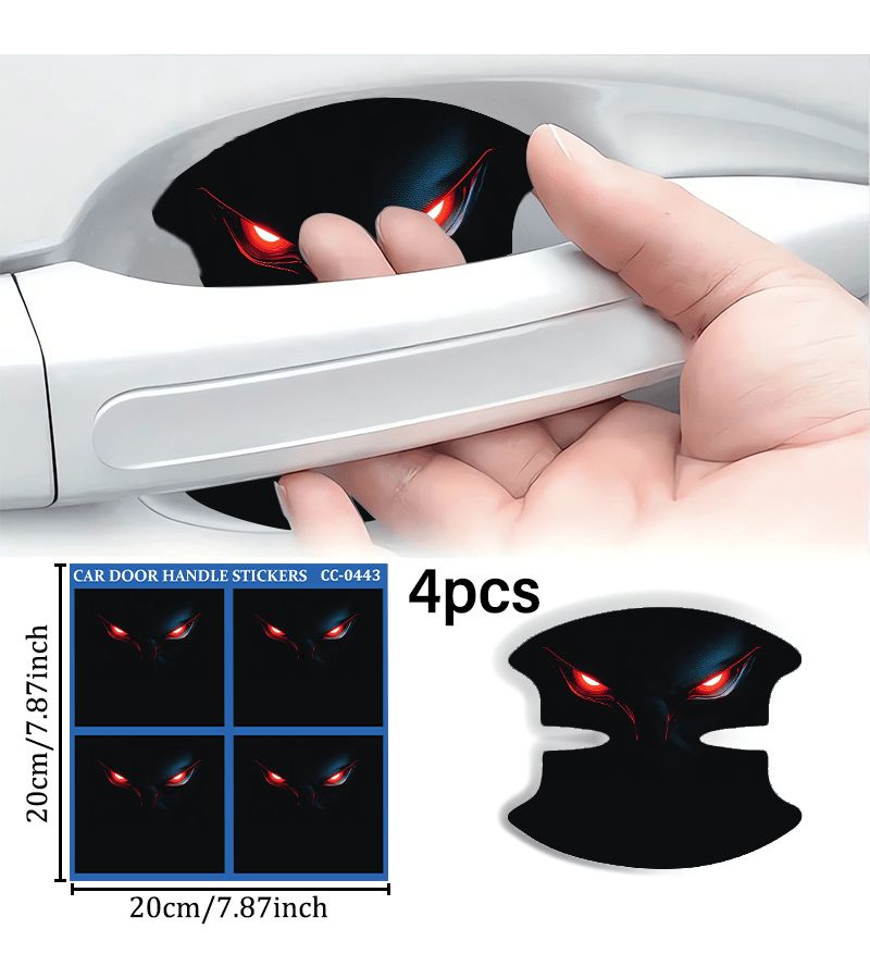Car Door Handle Scratch Protection Stickers Red Glowing Eye Pattern CC443 Set Of Four - Image 2