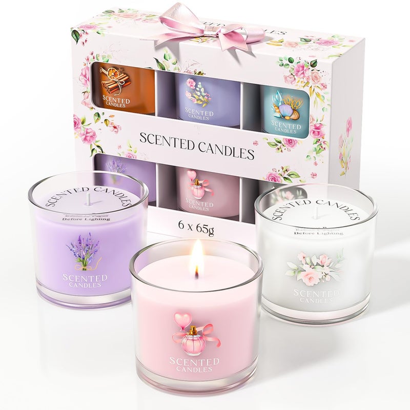 CHILLFLAME Scented Candles, Scented Candle Gift Set for Stress Relief, 6 Votive Candles for Women and Men, Birthday Candle Gifts for Women, Christmas Candles for Women (6 Colors, 14 oz) - Image 1