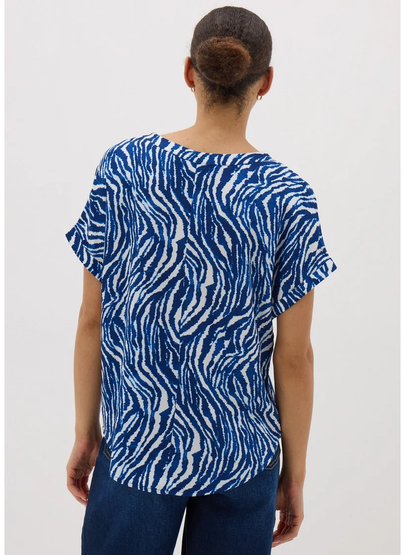Matalan Blue Animal Print Pocket Box Top