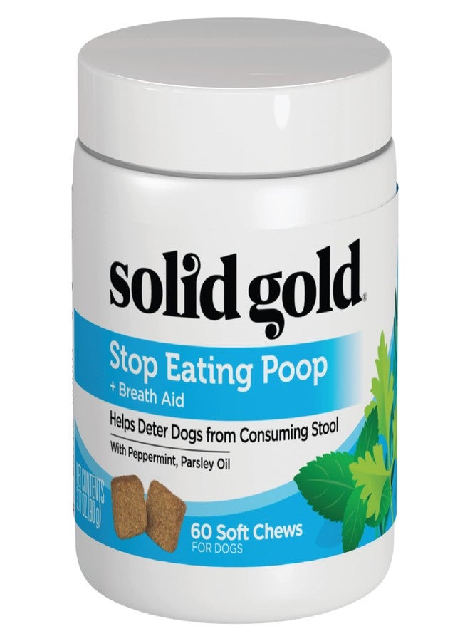 Solid Gold No Poo Chews for Dogs - Coprophagia Deterrent & Stool Eating Deterrent for Dogs That Eat Dog Poop - Stop Eating Poop Chews with Peppermint & Probiotics for Gut & Breath Aid Support - 60ct - Image 1