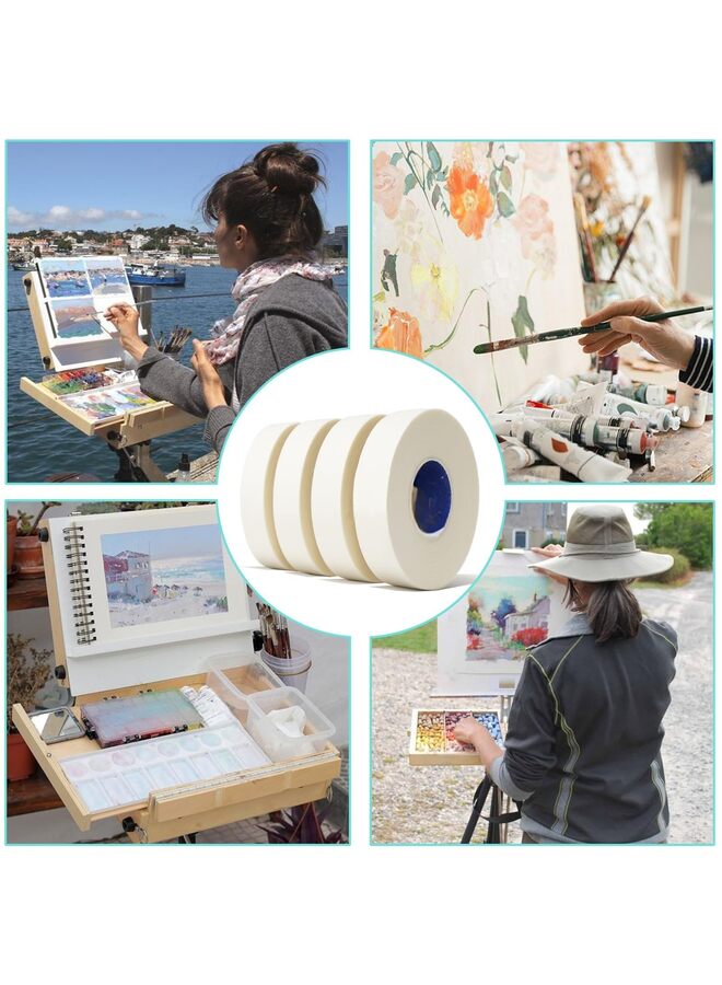 4 PCS Artist Tape for Watercolor Paper - White Masking Artists Tape for Drafting, Art Painting and All Paper Media - Acid Free 0.6inch Wide 592FT Long Total - Image 4