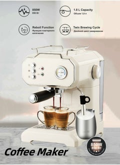 M MIAOYAN Italian coffee machine household small semi-automatic high-pressure steam coffee machine multi-function milk foaming office coffee machine  - Image 1