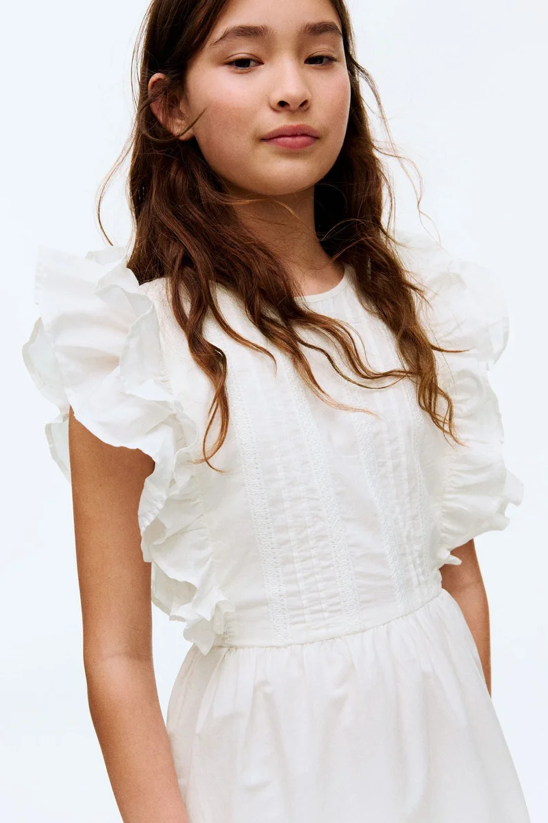 H&M Flounce-trimmed cotton dress