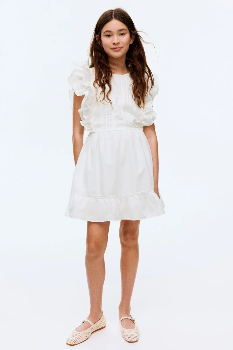 H&M Flounce-trimmed cotton dress