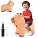 SuzziPals Bouncy Capybara Hopper Toys Inflatable Ride on Toy with Plush Cover Indoor Outdoor Hopping Bouncing Animals for Toddlers Kids Adults Capybara Stuffed Animal Hopping Toddler Gifts - Image 2