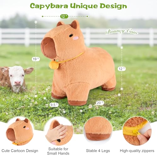 SuzziPals Bouncy Capybara Hopper Toys Inflatable Ride on Toy with Plush Cover Indoor Outdoor Hopping Bouncing Animals for Toddlers Kids Adults Capybara Stuffed Animal Hopping Toddler Gifts - Image 5