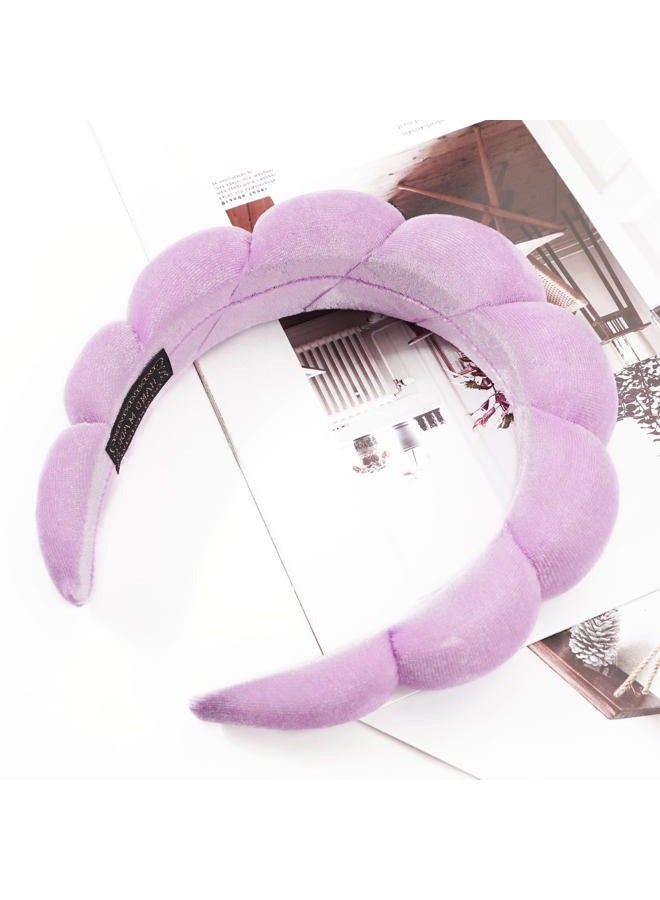 Ayesha Spa Headband for Women Sponge Headband for Washing Face Clouds Soft Hairband Makeup Headbands for Women Girls Shower Makeup Skincare (Purple) - Image 5