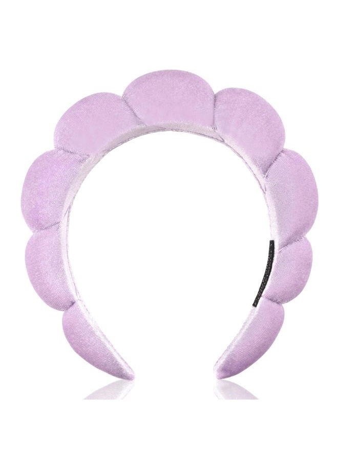Ayesha Spa Headband for Women Sponge Headband for Washing Face Clouds Soft Hairband Makeup Headbands for Women Girls Shower Makeup Skincare (Purple) - Image 1