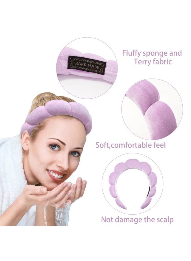 Ayesha Spa Headband for Women Sponge Headband for Washing Face Clouds Soft Hairband Makeup Headbands for Women Girls Shower Makeup Skincare (Purple) - Image 4