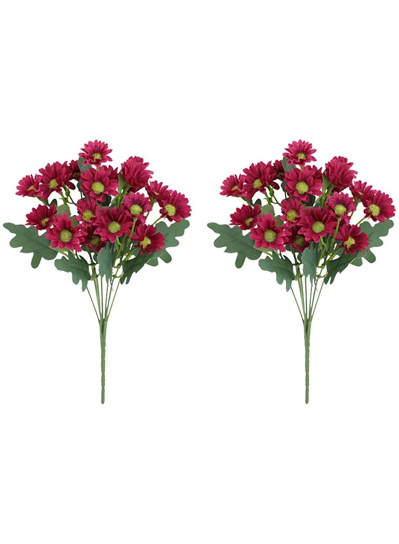 NANAO 2 PCS Rose Red Aitificial Chrysanthemums Flower Bouquet 21 Small Buds, Faux Florain Vase Placed in the Desk Dining Table Desk Public Qreas for Decoration,30cm(11.8") & 2-Pack White Realistic Artificial Plant One Bouquet of  Small Size Chrysanthemums Flower,Wedding Bouquet Home Office Indoor Outdoor Desktop Decoration,30cm(11.8")Bundle - Image 2