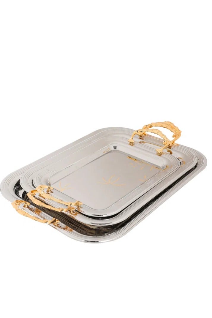 Alsaif Gallery Saif Gallery Steel Handle Toffee Set, 3 Pieces - Silver - Image 1