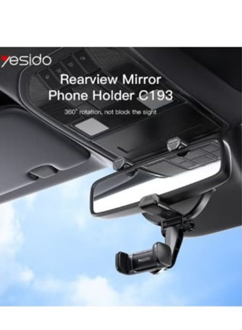 يسيدو c193 حامل هاتف مرآة السيارة، حامل الملاحة قابل للتعديل تلسكوبي حامل الهاتف المحمول المفاجئة على حامل الهاتف المحمول متعدد الوظائف نموذج عالمي - Image 3