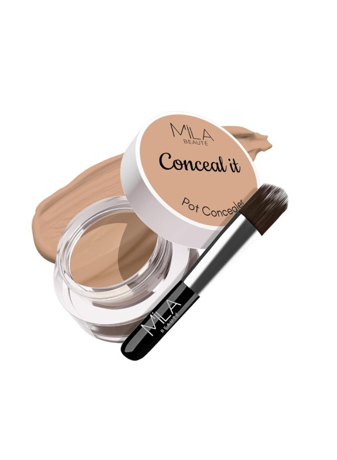 ميلا بيوتي مصحح عيوب البشرة "Conceal It" من ميلا بوتيه (Mila Beauté) مع فرشاة | غني بعامل حماية من الشمس (SPF 15) وفيتامين E | تركيبة خفيفة الوزن | تغطية تدوم طويلاً | لمسة نهائية طبيعية مطفية (Matte) | يغطي جميع عيوب البشرة | سهل الدمج (درجة البندق - Hazelnut) 4 جم - Image 1