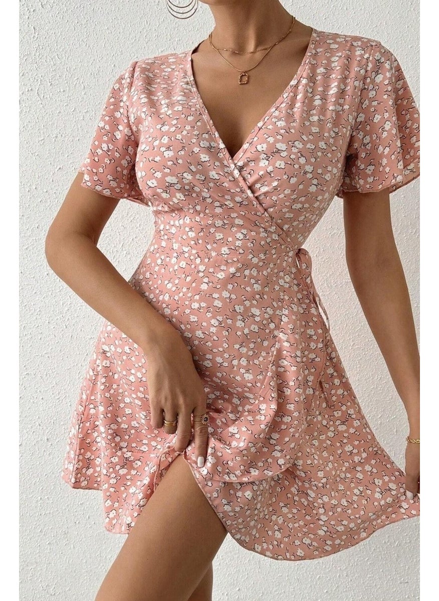 Pink Floral Printed Wrap Summer Dress - pzsku/ZF9C6D06CFFC25F38A25CZ/45/_/1740652517/2feebc75-43aa-4972-b9fb-3e778cf67cee