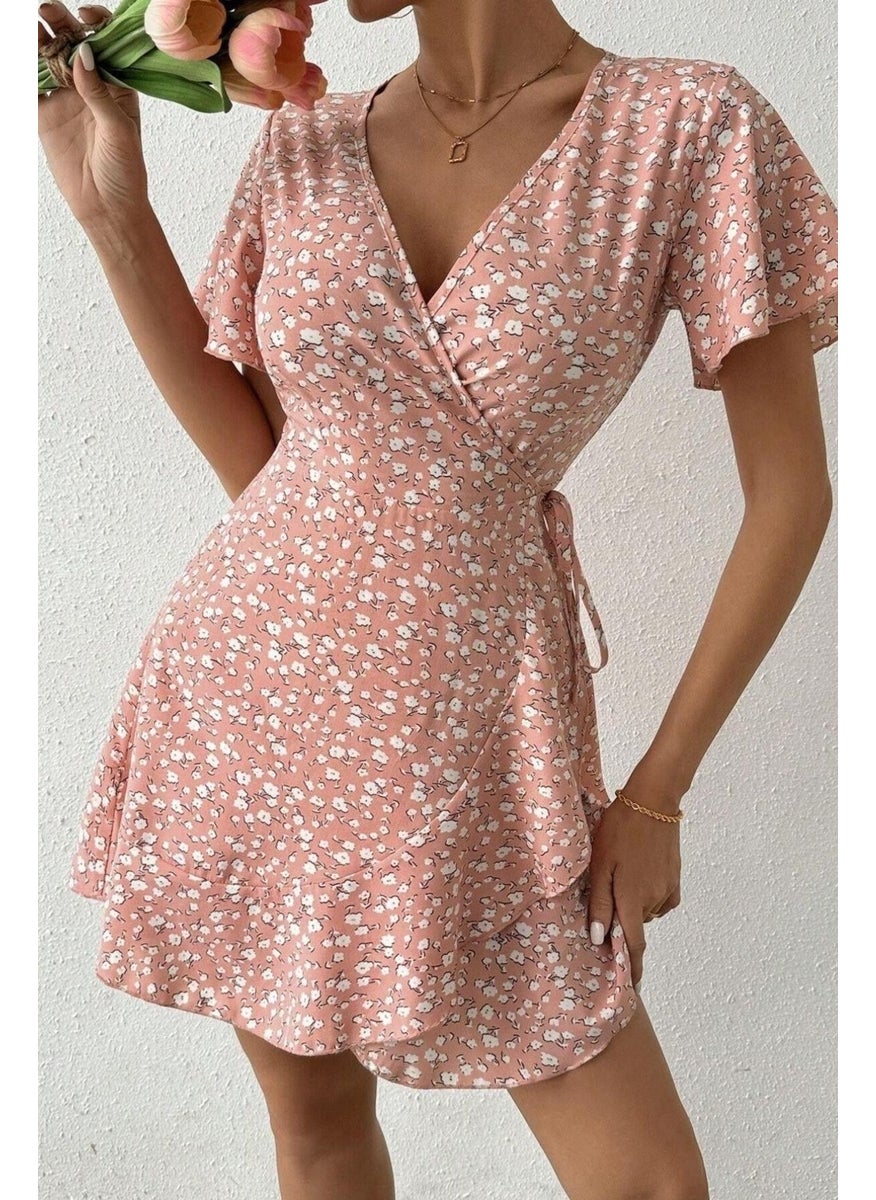 Pink Floral Printed Wrap Summer Dress - pzsku/ZF9C6D06CFFC25F38A25CZ/45/_/1740652551/e41e36c3-9b15-40d8-90ca-7f484fb798b2