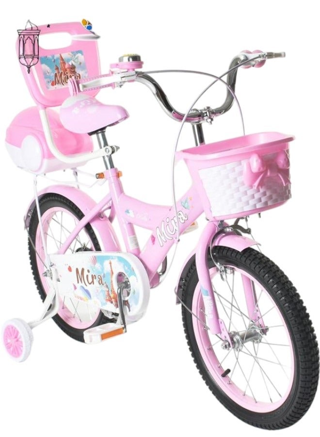 Toy Box Cute Pink Baby Bicycles for Girls 16 Inch Bike with Training Wheels & Basket Age 6 to 12 years