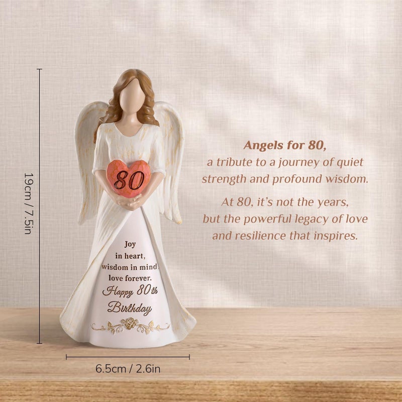 Storieme 80th Birthday Gifts for Women: Best Happy Birthday Gift for 80 Year Old Woman Moms Grandmothers Friends Unique Birthday Angel Figurine Decorations - Image 2