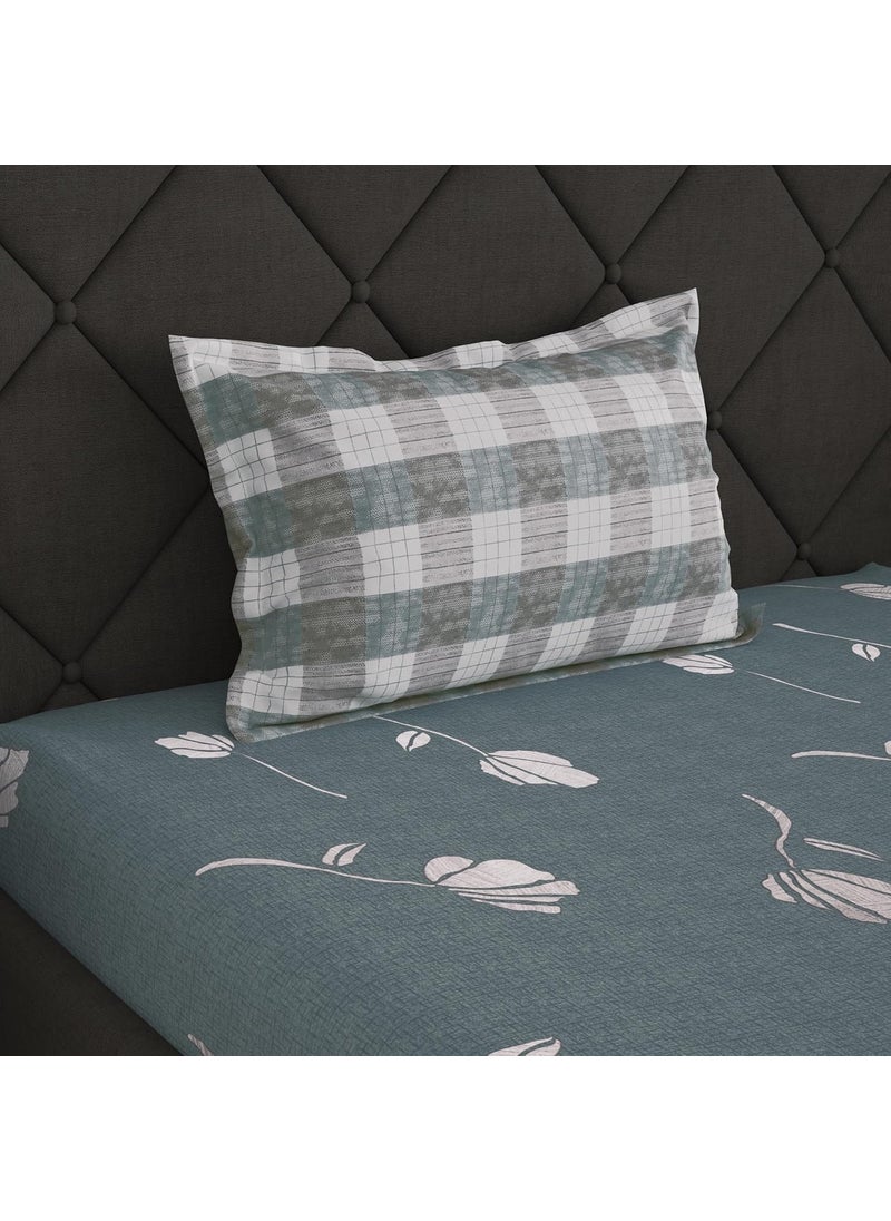 Story@Home Story@Home Bedsheet for Single Size Bed | 186 TC | Grey | Floral | 1 Piece Cotton bedsheet for Single Size Bed with 1 Pillow Cover (145 x 225 cm) Perfect for Home Decor & Gifting | Cotton bedsheet  - Image 2
