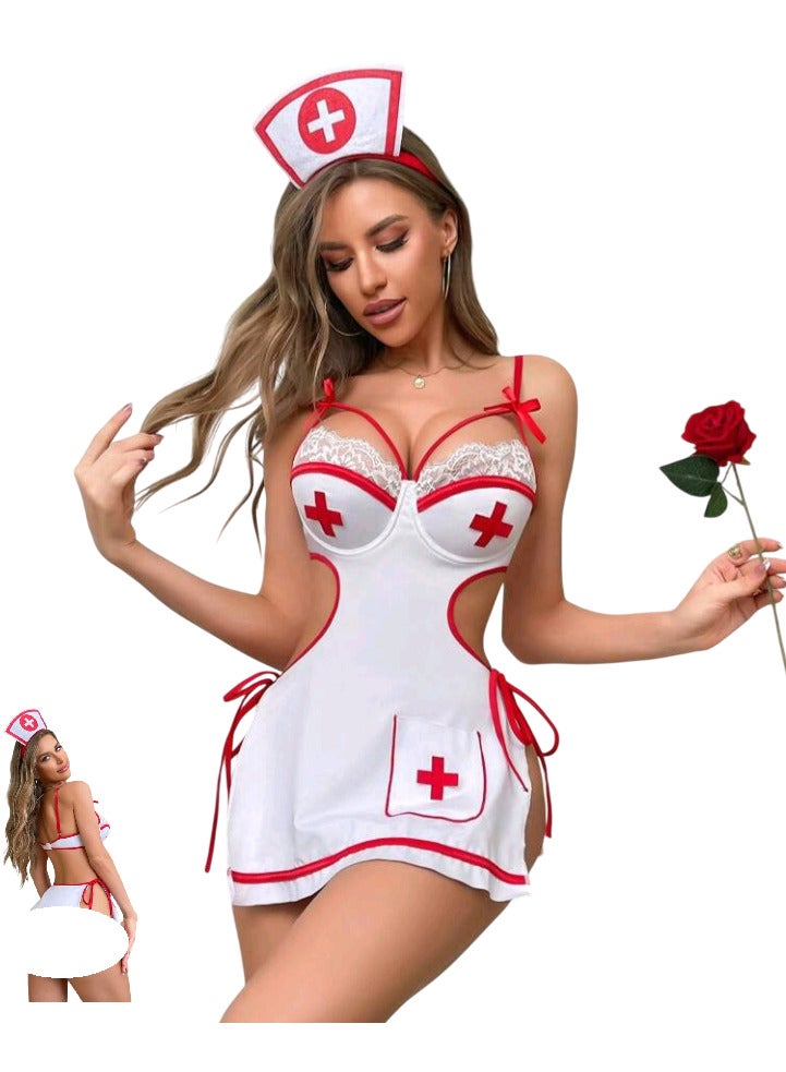 Sexy lingerie, sexy lingerie, sexy lingerie with a large chest opening, with more exciting stockings, short babydoll, transparent playsuits, elegant women's nightgown, code 595 - Image 1