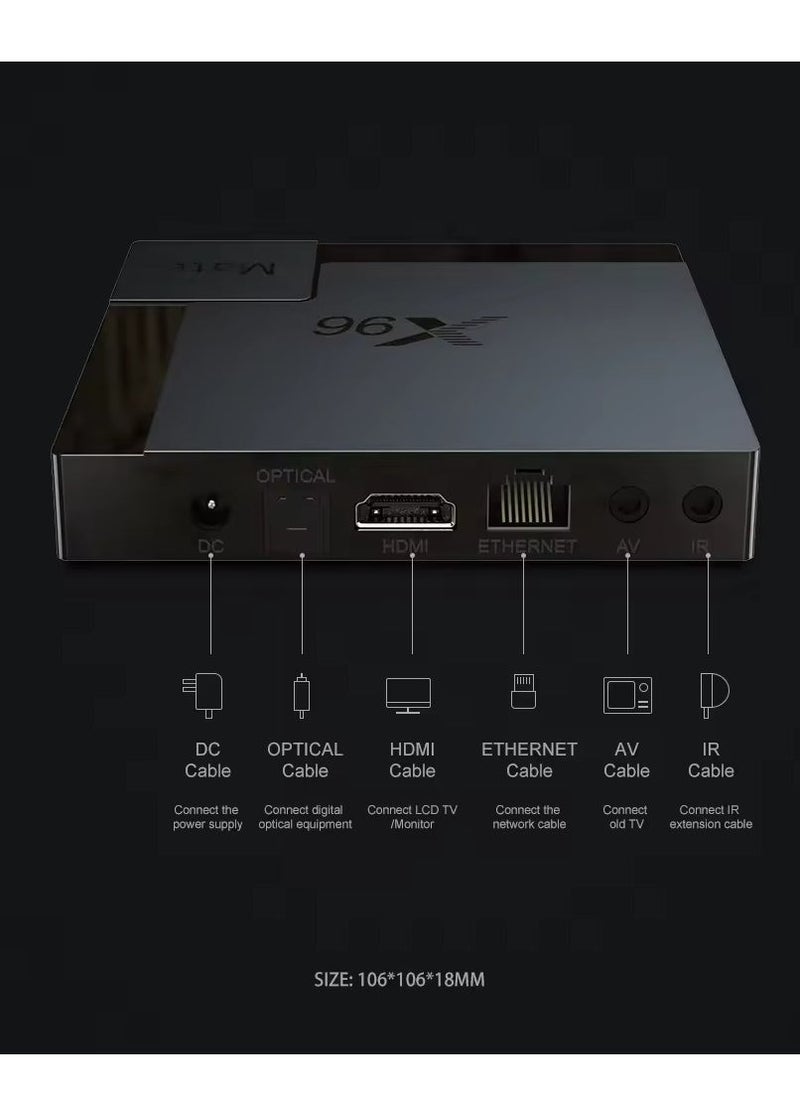 X96 X96 Mate Smart TV Box – 4GB RAM + 64GB ROM, Android 10.0 TV Box, Allwinner H616 Quad-Core ARM Cortex A53 CPU, Dual WiFi 2.4G/5G, 4K UHD 3D Media Player, H.265, Ethernet 10/100M Set Top Box for Ultimate Home Entertainment  - Image 5