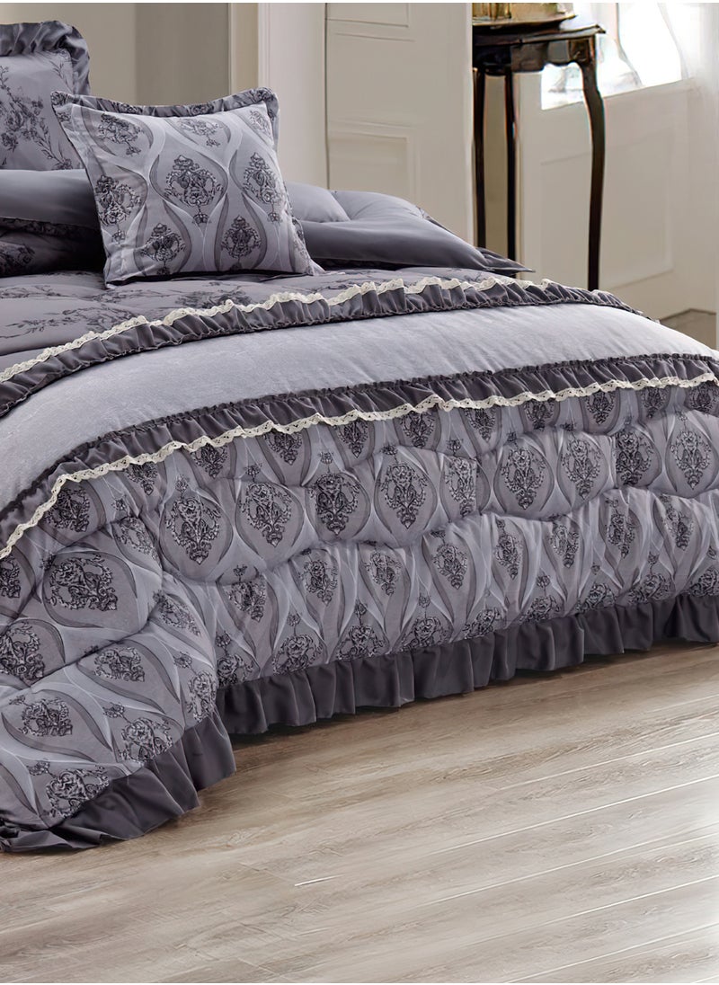 Moon 4 Pieces Single Size 160x210Cm Comforter Set Medium Filling Bedding Set for All Season Includes 1Comforter 1Bedsheet 1Pillow Shams and 1Cushion cases  - Image 3