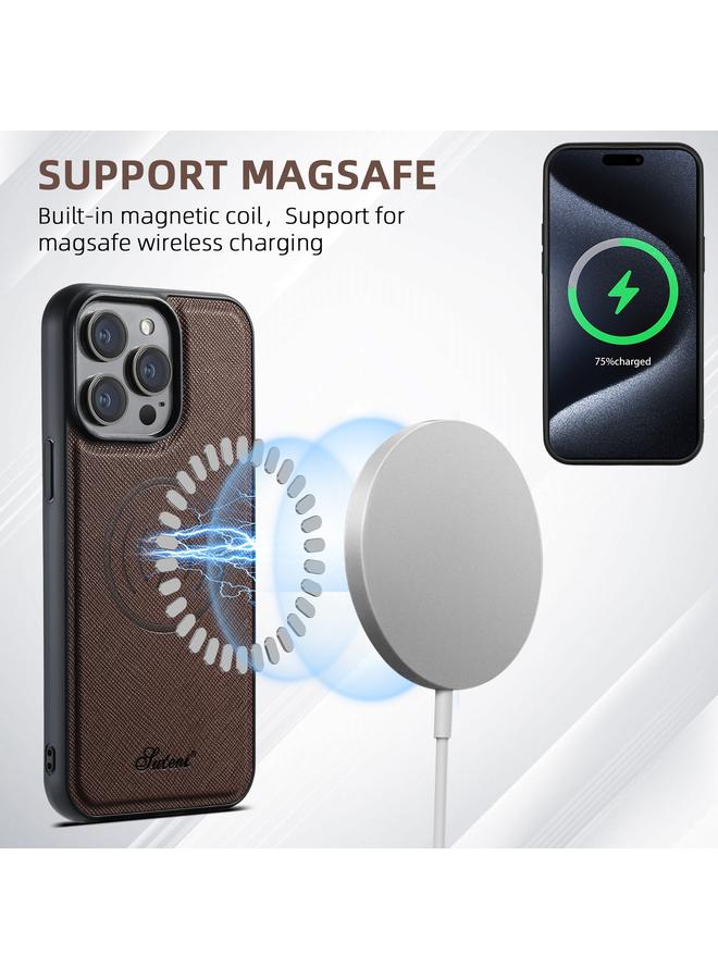 سوتين جراب لهاتف iPhone 13 H18 Cross Grain MagSafe محفظة جلدية للهاتف - Image 4