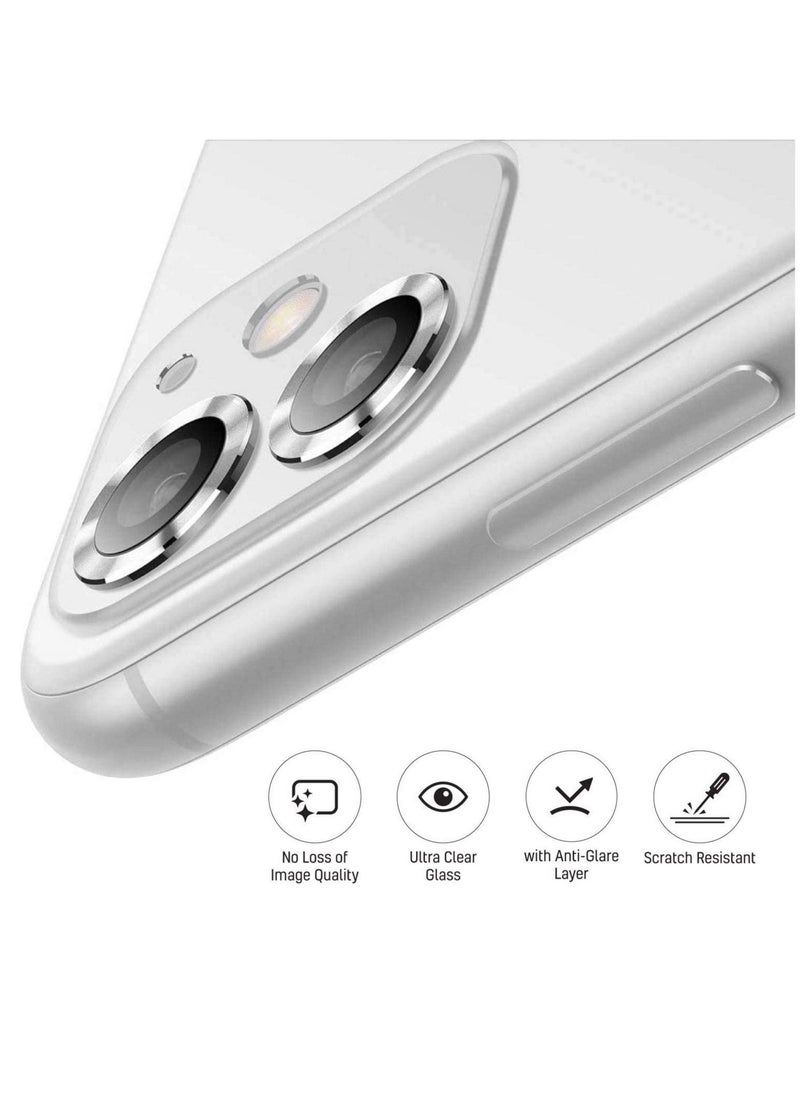 Raxoom Camera Lens Protector Metal Frame Ultra-Thin High Definition 9H Hardness Anti-Scratch for iPhone 11 (Silver) - Image 3